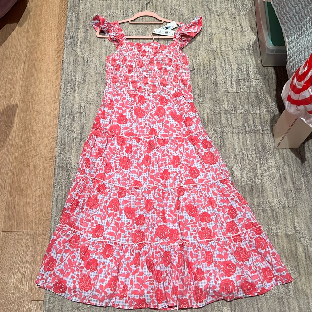 Hot pink and light blue summer dress